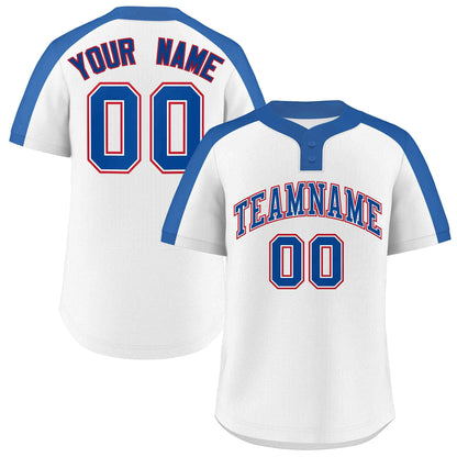 Custom White Royal-White Classic Style Authentic Two-Button Baseball Jersey