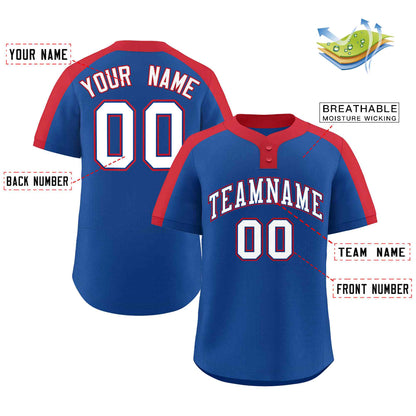 Custom Royal White-Royal Classic Style Authentic Two-Button Baseball Jersey