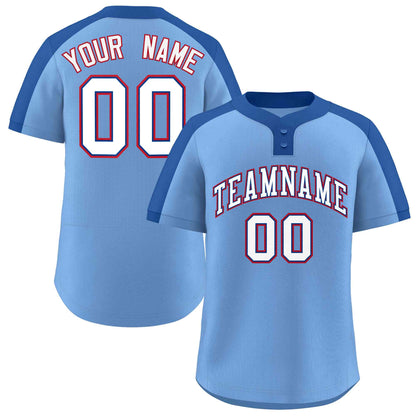 Custom Light Blue White-Royal Classic Style Authentic Two-Button Baseball Jersey