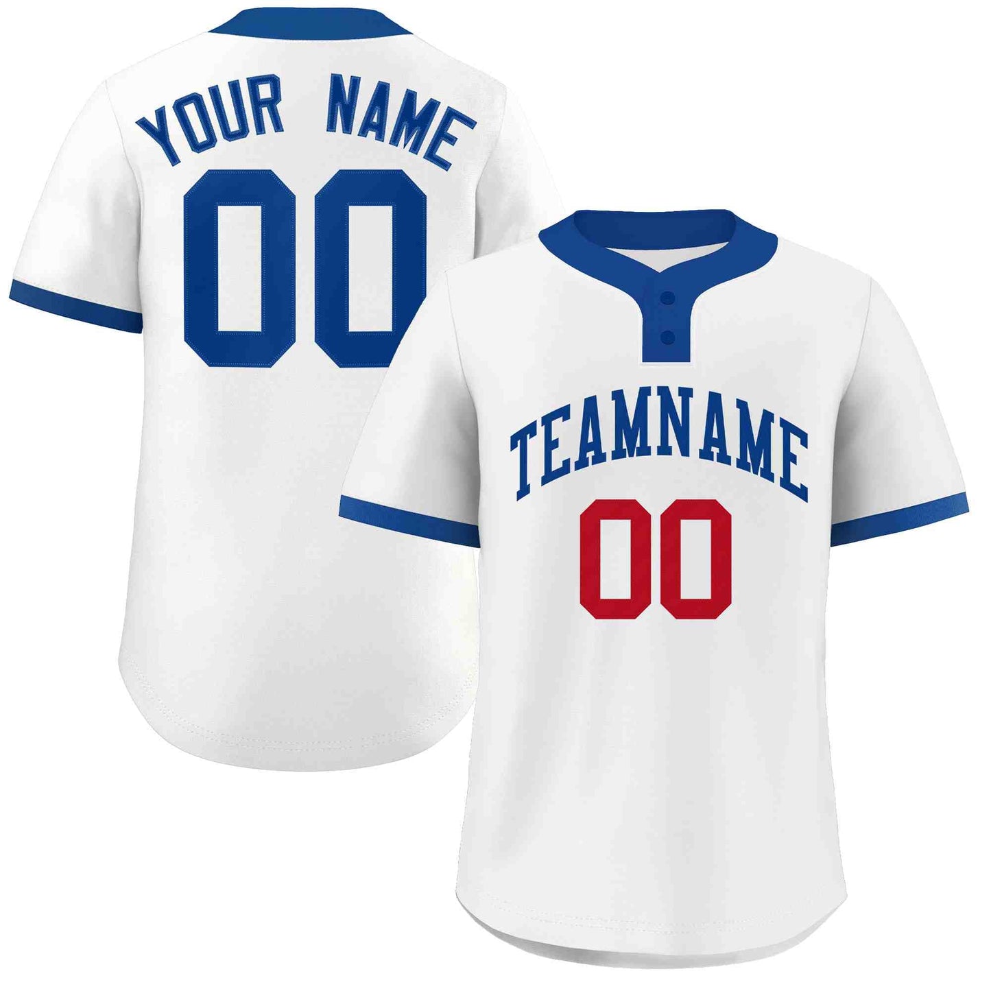 Custom White Royal-Red Classic Style Authentic Two-Button Baseball Jersey