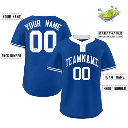 Custom Royal White Classic Style Authentic Two-Button Baseball Jersey