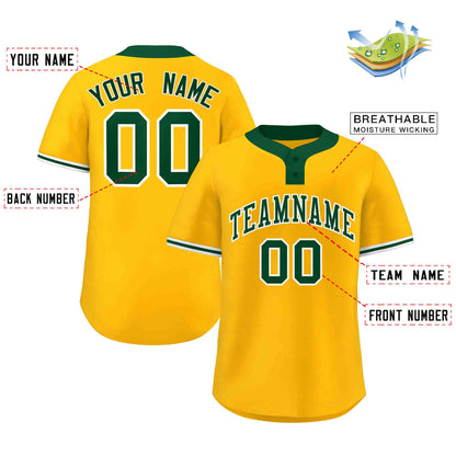 Custom Gold Kelly Green-White Classic Style Authentic Two-Button Baseball Jersey