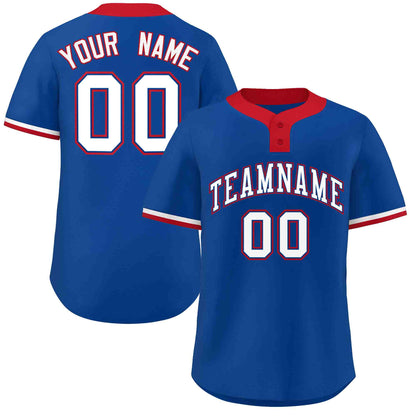 Custom Royal White-Red Classic Style Authentic Two-Button Baseball Jersey