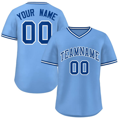 Custom Light Blue Royal-White Classic Style Authentic Pullover Baseball Jersey