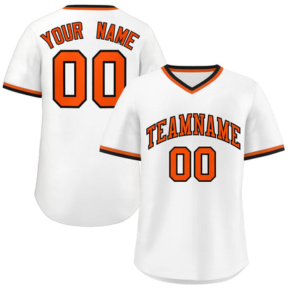 Custom White Orange Classic Style Authentic Pullover Baseball Jersey