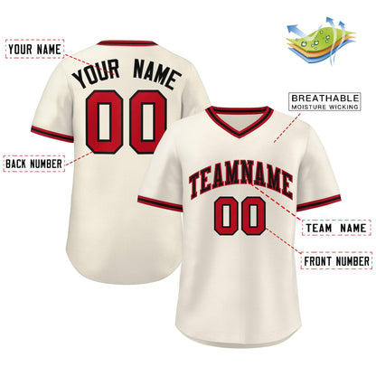 Custom Cream Red-Black Classic Style Authentic Pullover Baseball Jersey