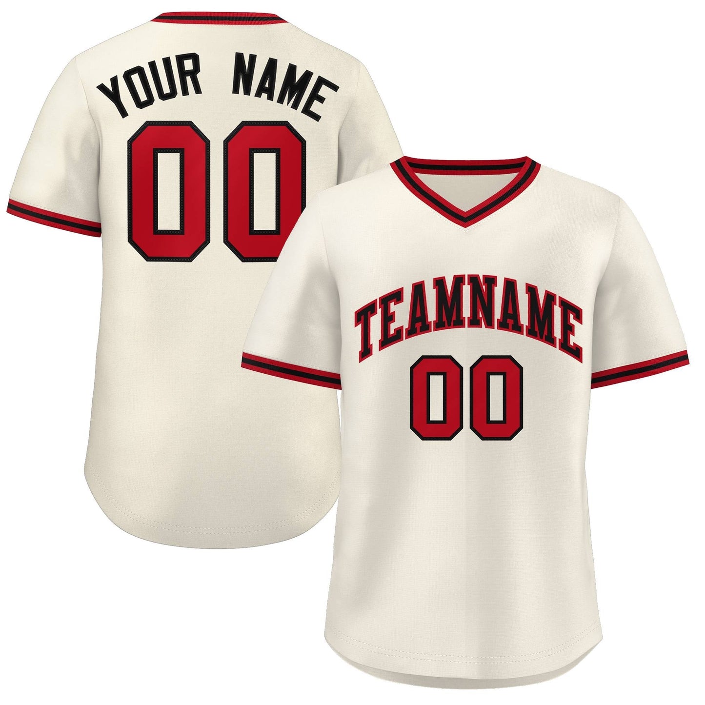 Custom Cream Red-Black Classic Style Authentic Pullover Baseball Jersey