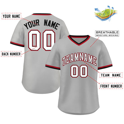 Custom Gray White-Black Classic Style Authentic Pullover Baseball Jersey