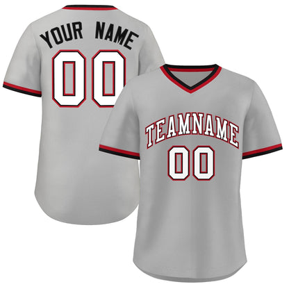 Custom Gray White-Black Classic Style Authentic Pullover Baseball Jersey