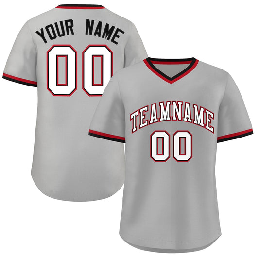 Custom Gray White-Black Classic Style Authentic Pullover Baseball Jersey