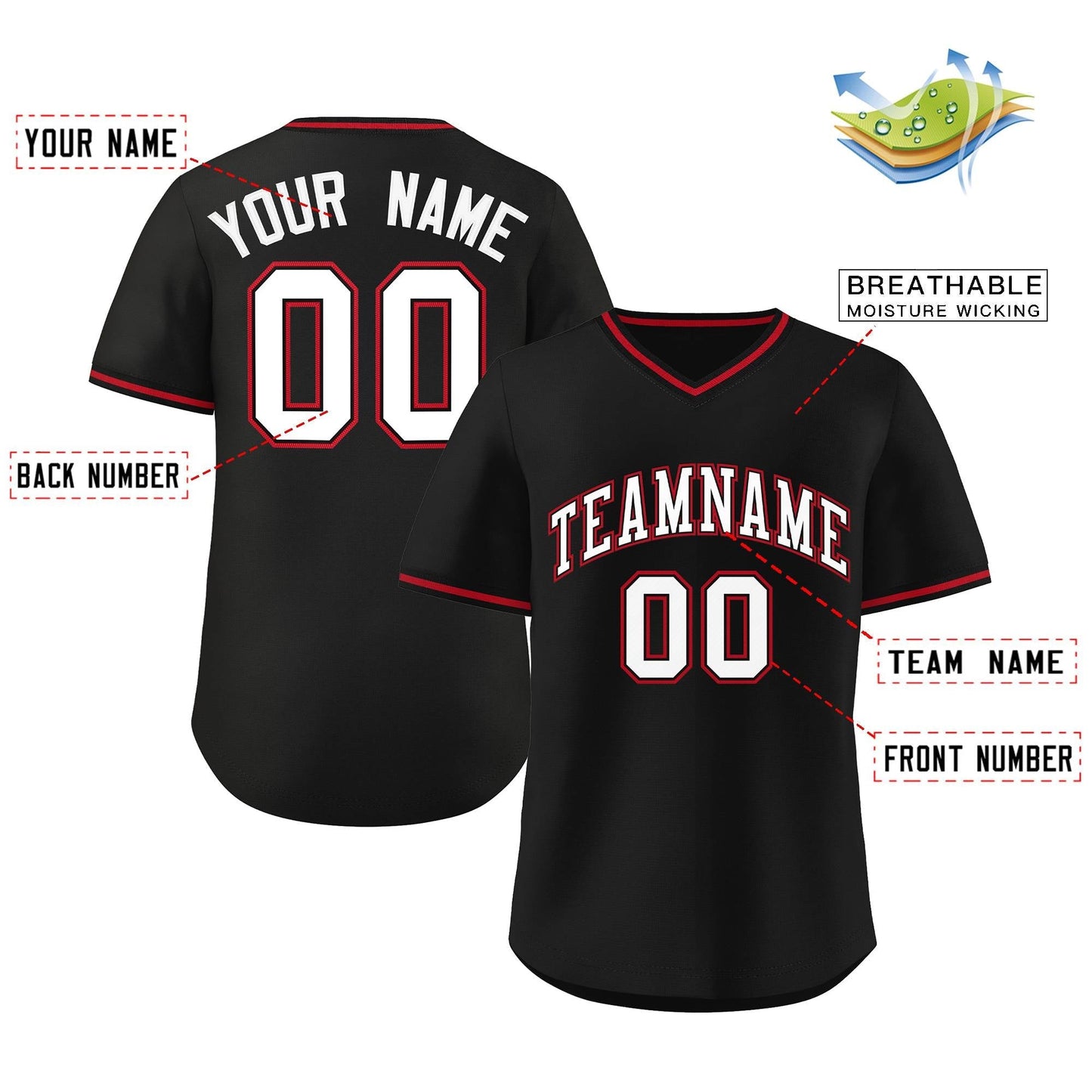 Custom Black Classic Style Authentic Pullover Baseball Jersey