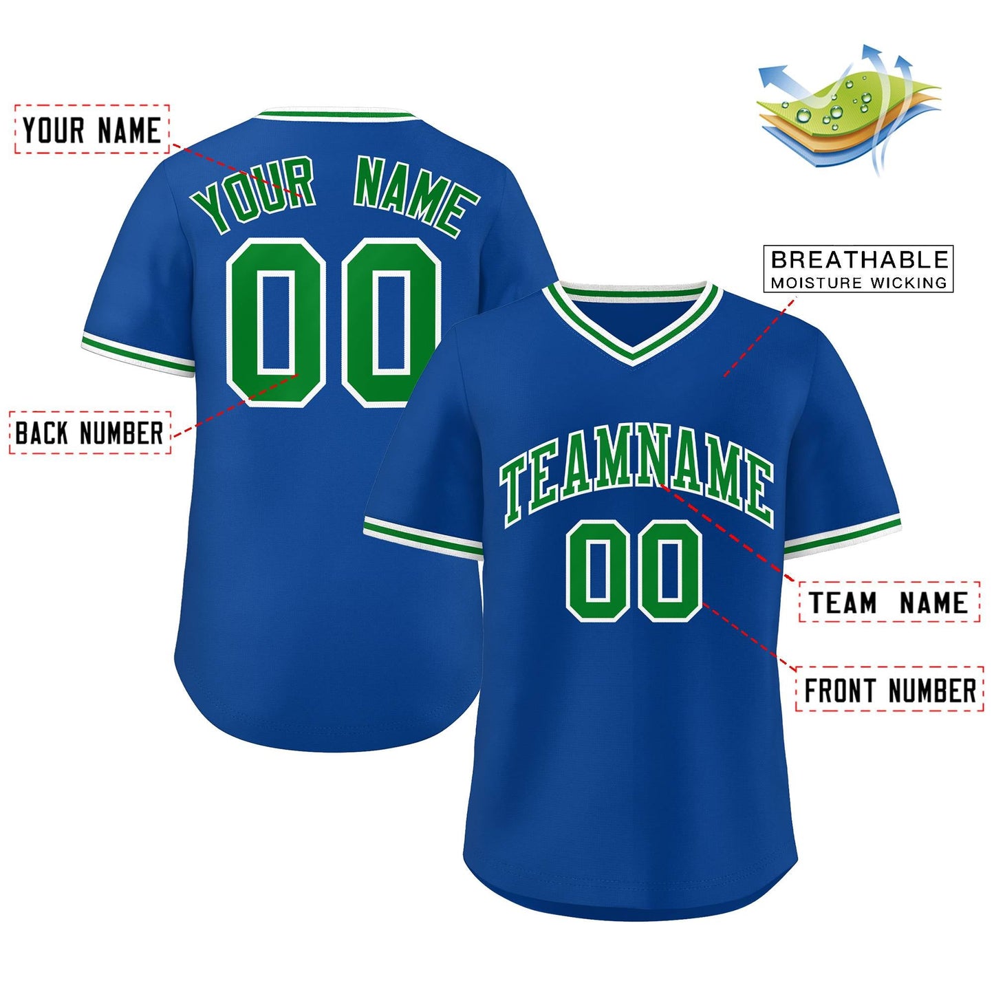 Custom Royal Green Classic Style Authentic Pullover Baseball Jersey