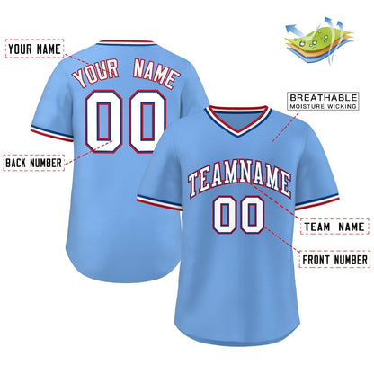 Custom Light Blue White Classic Style Authentic Pullover Baseball Jersey