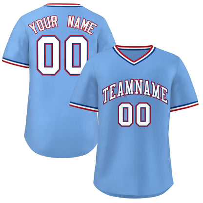 Custom Light Blue White Classic Style Authentic Pullover Baseball Jersey