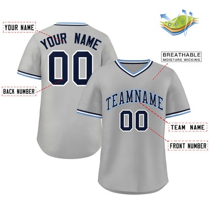 Custom Gray Royal Classic Style Authentic Pullover Baseball Jersey