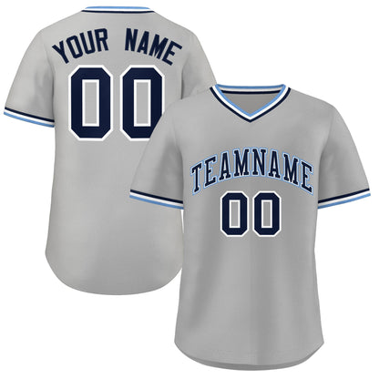 Custom Gray Royal Classic Style Authentic Pullover Baseball Jersey