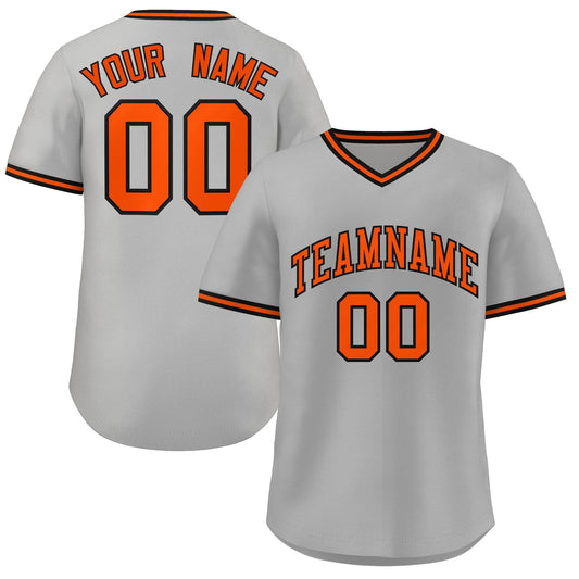 Custom Gray Orange Classic Style Authentic Pullover Baseball Jersey