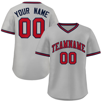 Custom White Red Navy Classic Style Authentic Pullover Baseball Jersey