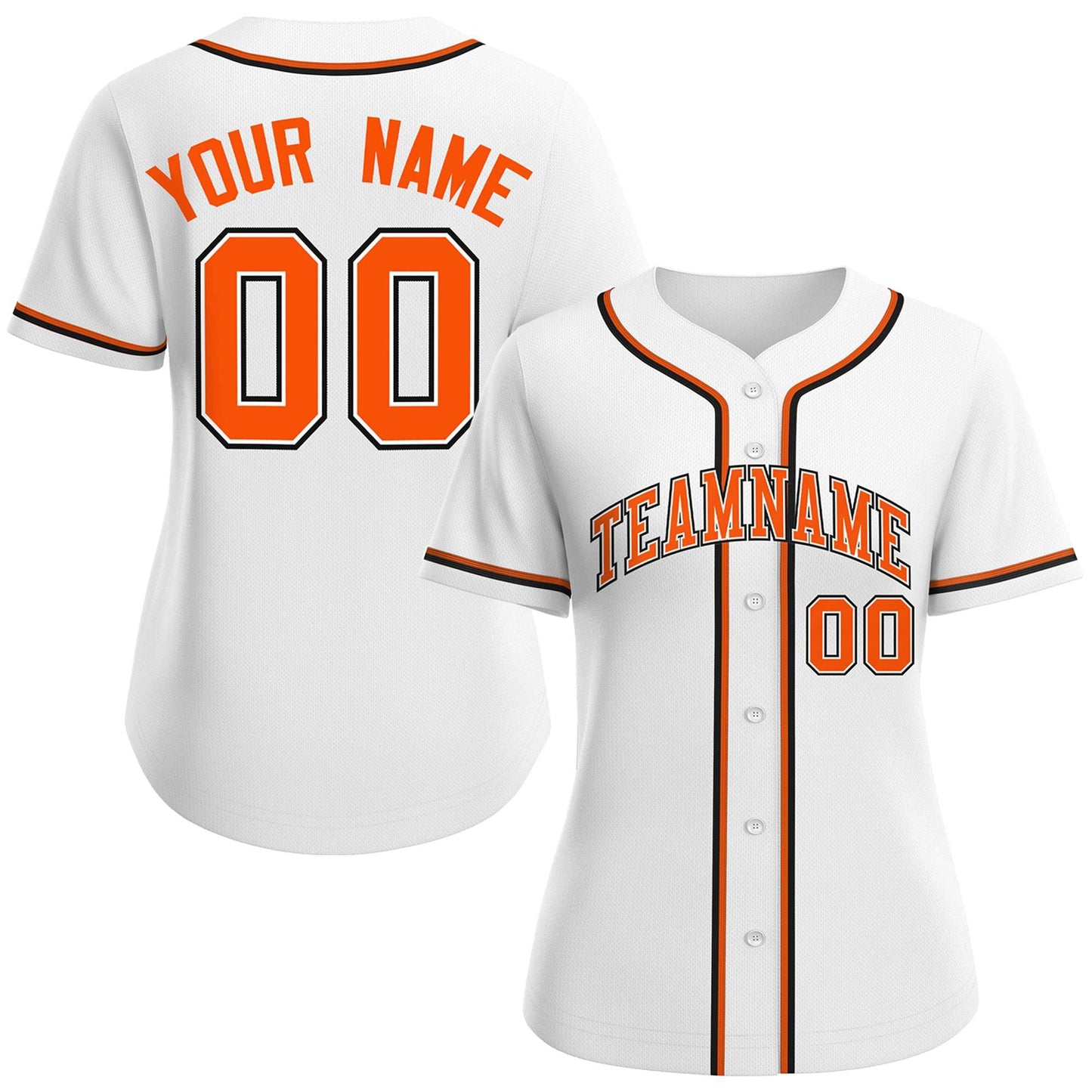 Custom White Orange-White Classic Style Baseball Jersey For Women