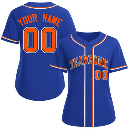 Custom Royal Orange-Black Classic Style Baseball Jersey For Women