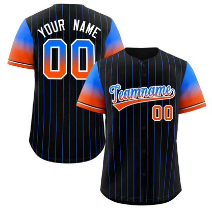 Custom Black Royal Orange-White Stripe Font Gradient Fashion Authentic Baseball Jersey