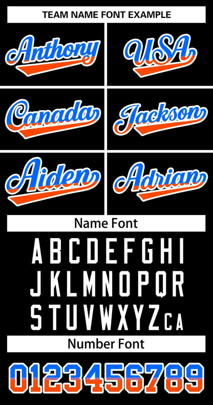 Custom Black Royal Orange-White Stripe Font Gradient Fashion Authentic Baseball Jersey