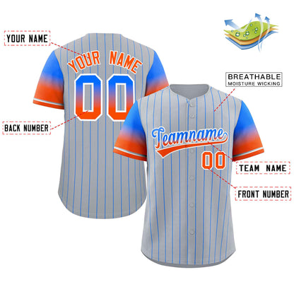 Custom Gray Royal Orange-White Stripe Font Gradient Fashion Authentic Baseball Jersey