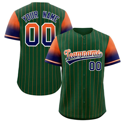 Custom Green Orange Navy-White Stripe Font Gradient Fashion Authentic Baseball Jersey