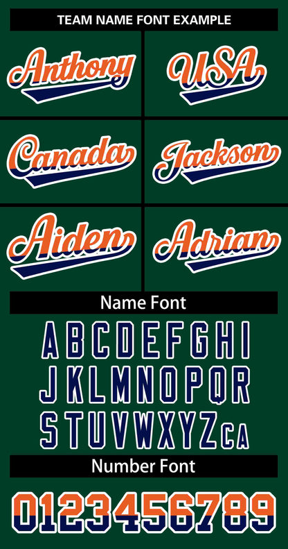 Custom Green Orange Navy-White Stripe Font Gradient Fashion Authentic Baseball Jersey