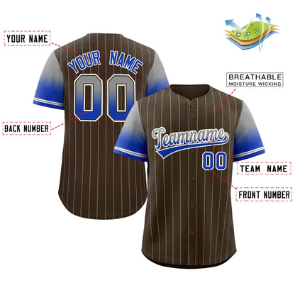 Custom Brown Gray Blue-White Stripe Font Gradient Fashion Authentic Baseball Jersey