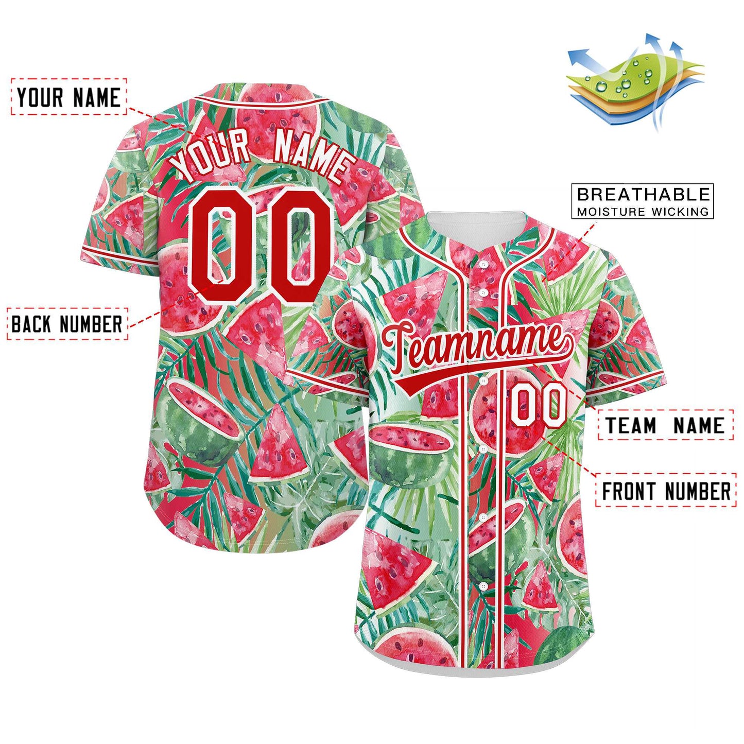 Custom Red Red-White Graffiti Pattern Authentic Watermelon Baseball Jersey