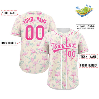 Custom Pink Pink-White Graffiti Pattern Authentic Flamingo Baseball Jersey