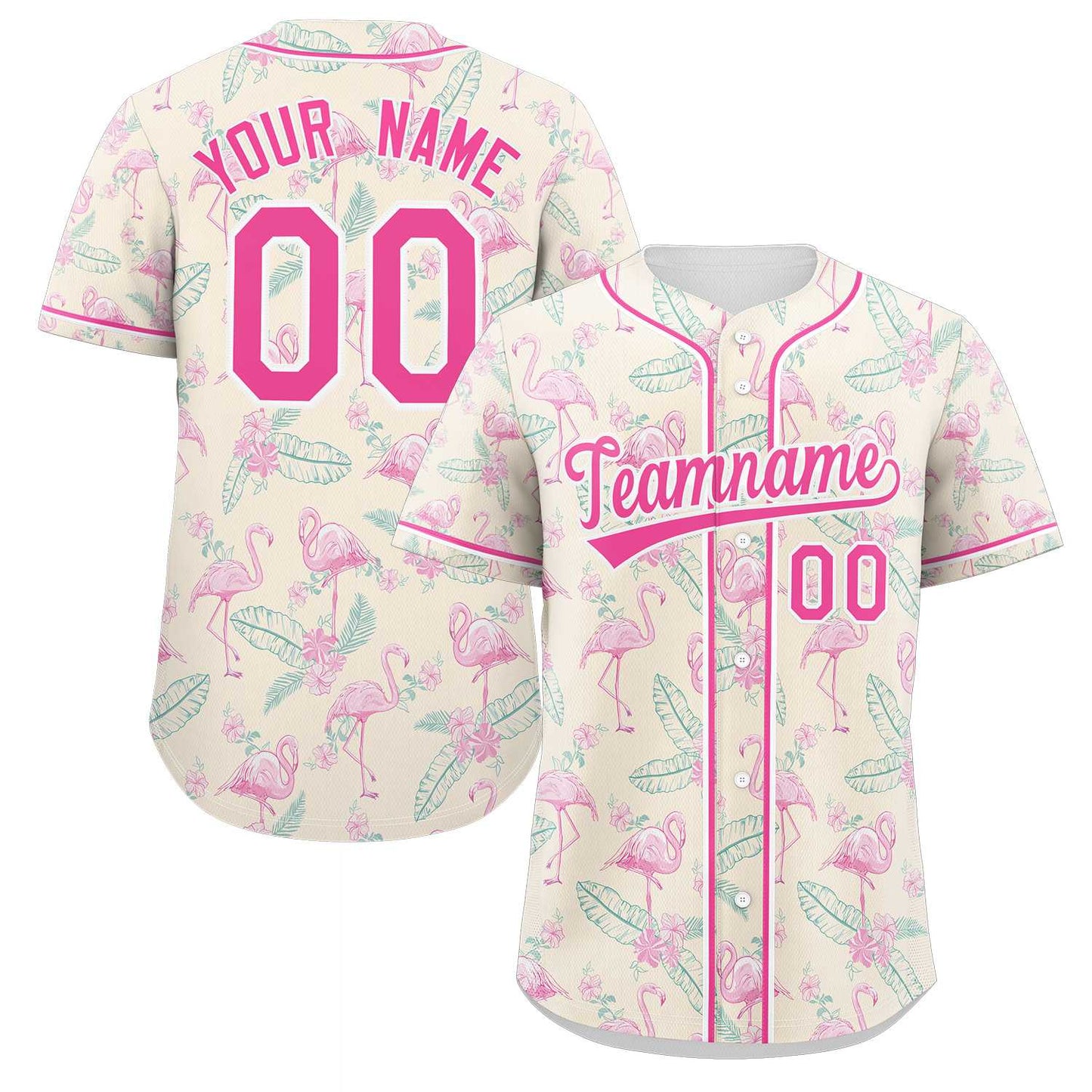 Custom Pink Pink-White Graffiti Pattern Authentic Flamingo Baseball Jersey