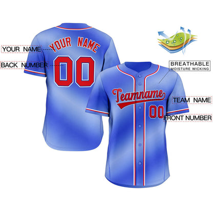 Custom Royal Red-White Gradient Fashion Authentic Baseball Jersey