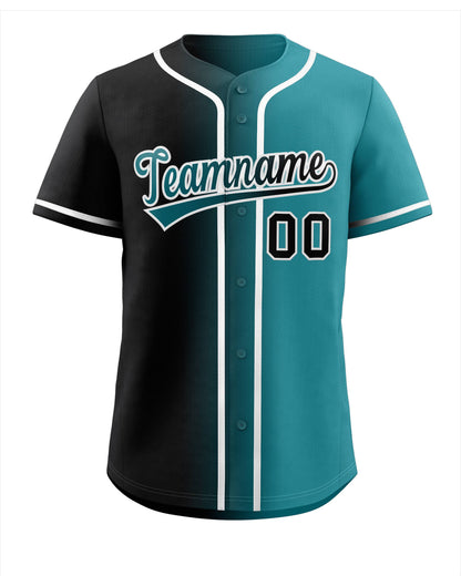 Custom Black Teal-White Gradient Fashion Authentic Baseball Jersey