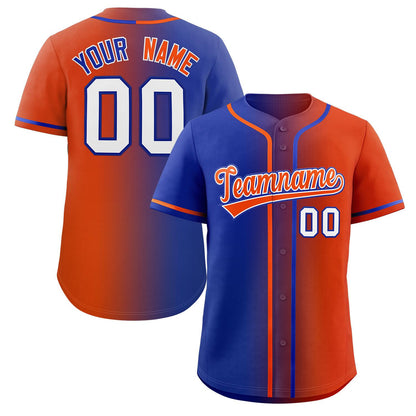 Custom Royal Orange Gradient Fashion Authentic Baseball Jersey