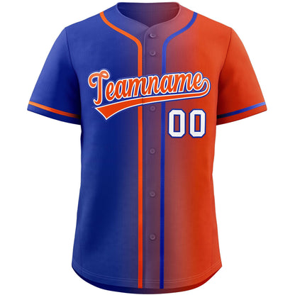 Custom Royal Orange Gradient Fashion Authentic Baseball Jersey