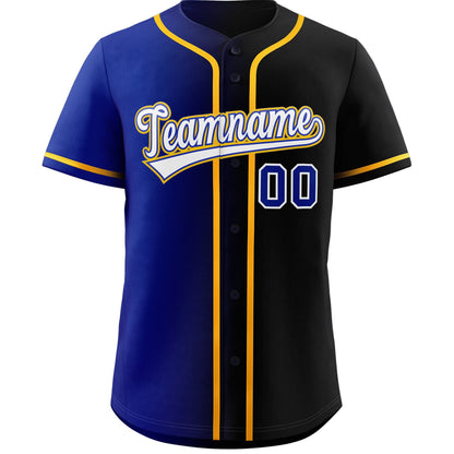 Custom Black White-Yellow Gradient Fashion Authentic Baseball Jersey