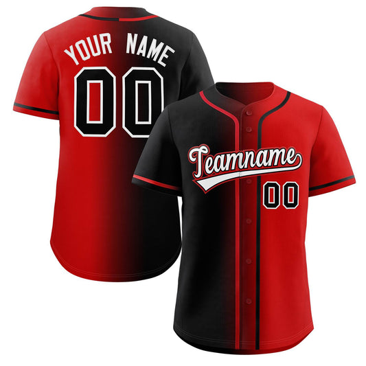 Custom Red White-Black Gradient Fashion Authentic Baseball Jersey