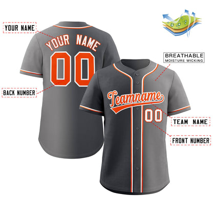 Custom Gray Orange-WhiteGradient Fashion Authentic Baseball Jersey