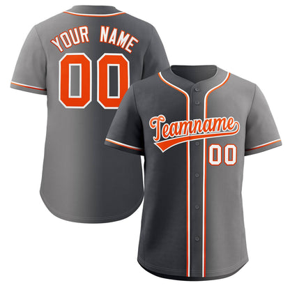 Custom Gray Orange-WhiteGradient Fashion Authentic Baseball Jersey