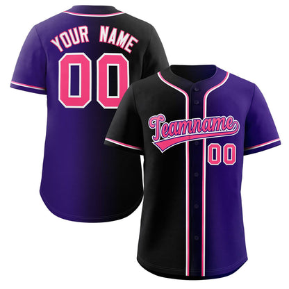 Custom Purple Pink Gradient Fashion Authentic Baseball Jersey