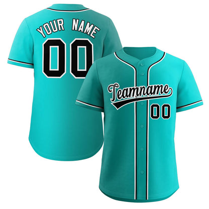 Custom Teal Black-White Gradient Fashion Authentic Baseball Jersey