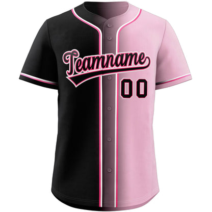 Custom Pink Black-Pink Gradient Fashion Authentic Baseball Jersey