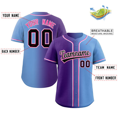 Custom Purple Black-Pink Gradient Fashion Authentic Baseball Jersey