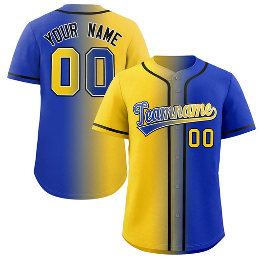 Custom Yellow Royal-Black Gradient Fashion Authentic Baseball Jersey