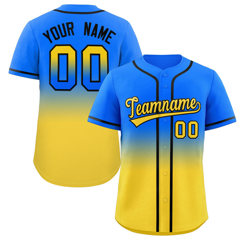 Custom Royal Gold Gradient Fashion Authentic Baseball Jersey