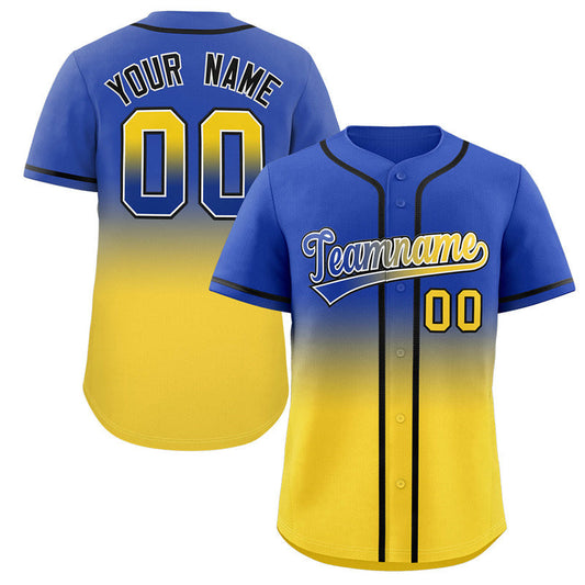 Custom Royal Gold Gradient Fashion Authentic Baseball Jersey