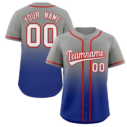 Custom Gray Royal Gradient Fashion Authentic Baseball Jersey