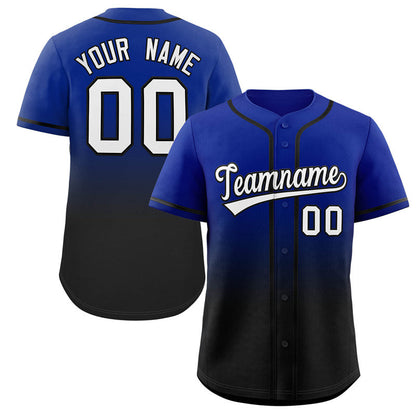 Custom Royal Black Gradient Fashion Authentic Baseball Jersey